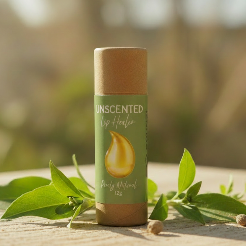 Bounti Balms Purely Natural fragrance-free lip balm 12g compostable tube, handmade in New Zealand, suitable for sensitive skin and babies